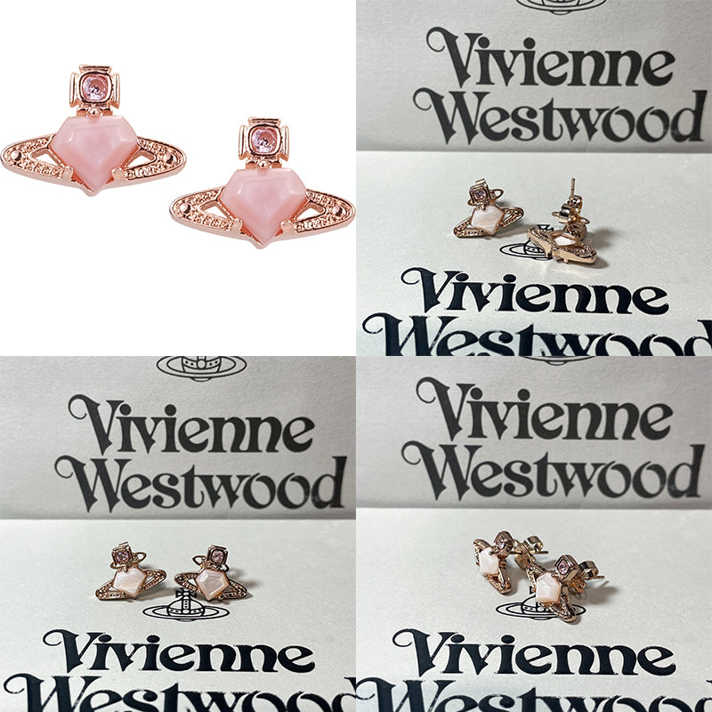 Mini Diamond Pentagon Heart Shaped Orb Pendant Studded Earrings (3 Colors)