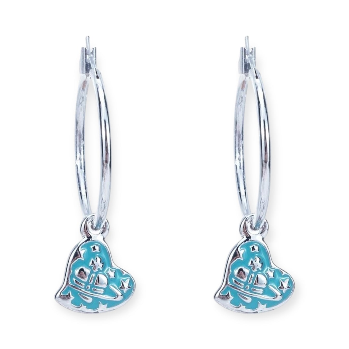 Heart Shape Asymmetrical Hanging Pendant Hoop Earrings (2 Colors)