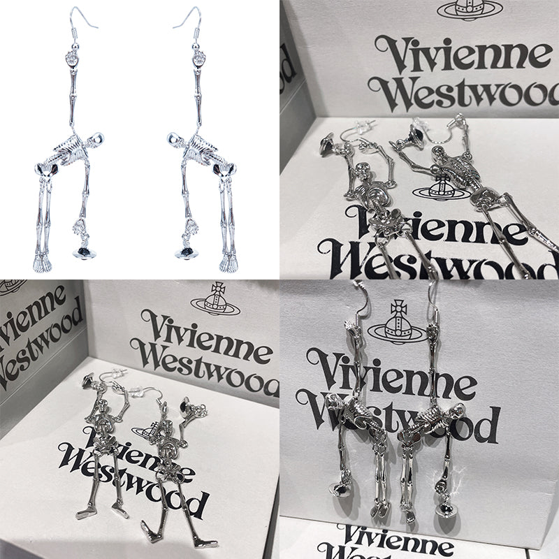 Skeleton Body Holding Orb Pendant Earrings (3 Colors)