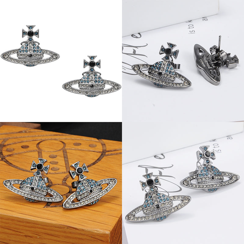 Gem Studded 2D Orb Pendant Earrings (5 Colors)