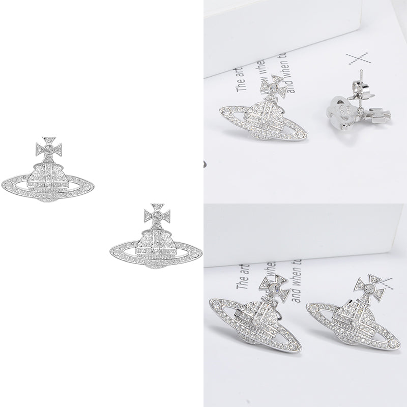 Gem Studded 2D Orb Pendant Earrings (5 Colors)