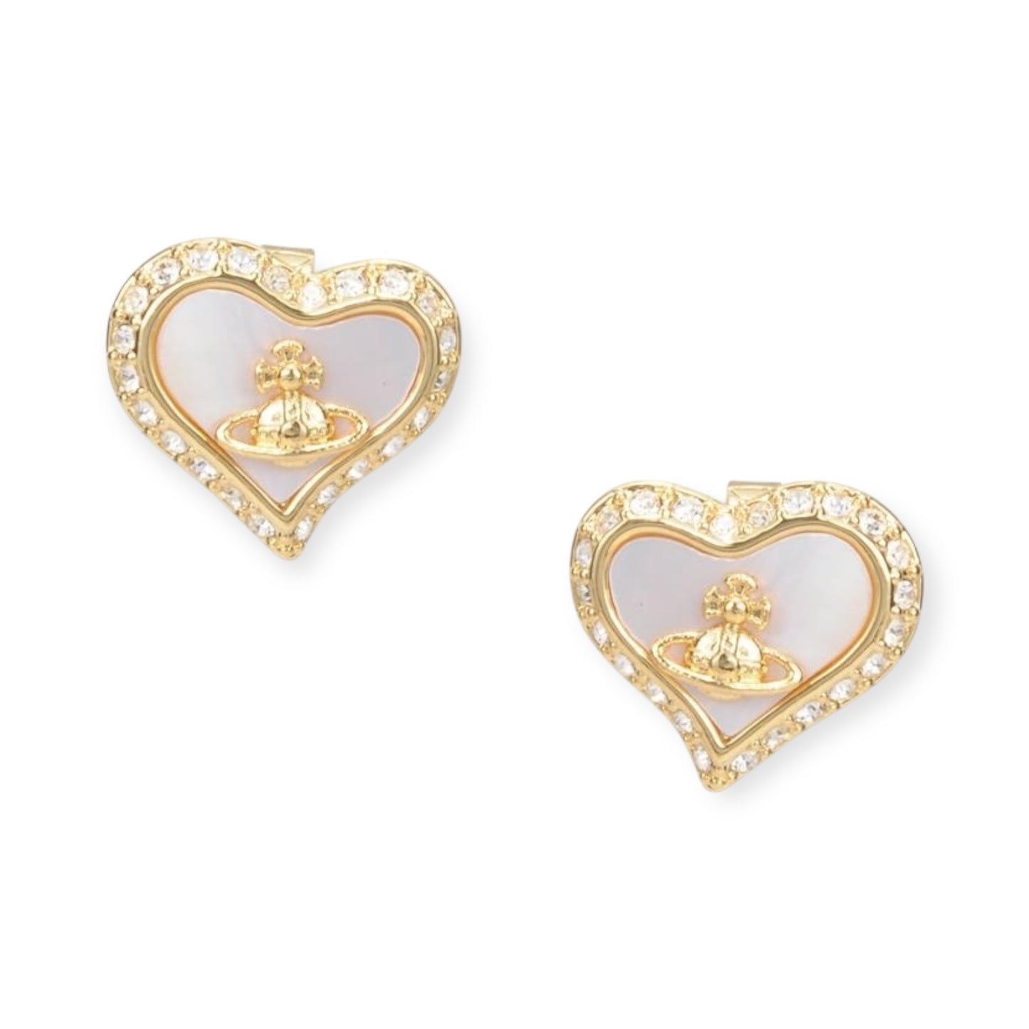 Heart Shaped Shape Plate Design Colorful Pendant Gem Studded Earrings (4 Colors)