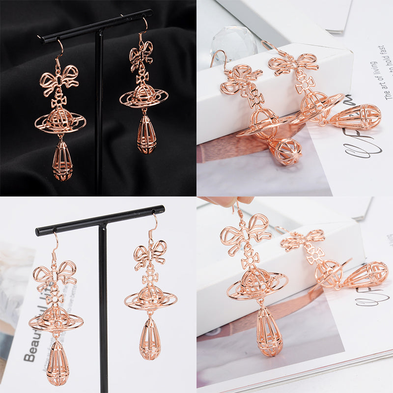 Wired Outline Orb Pendant Hanging Drop Earrings (4 Colors)