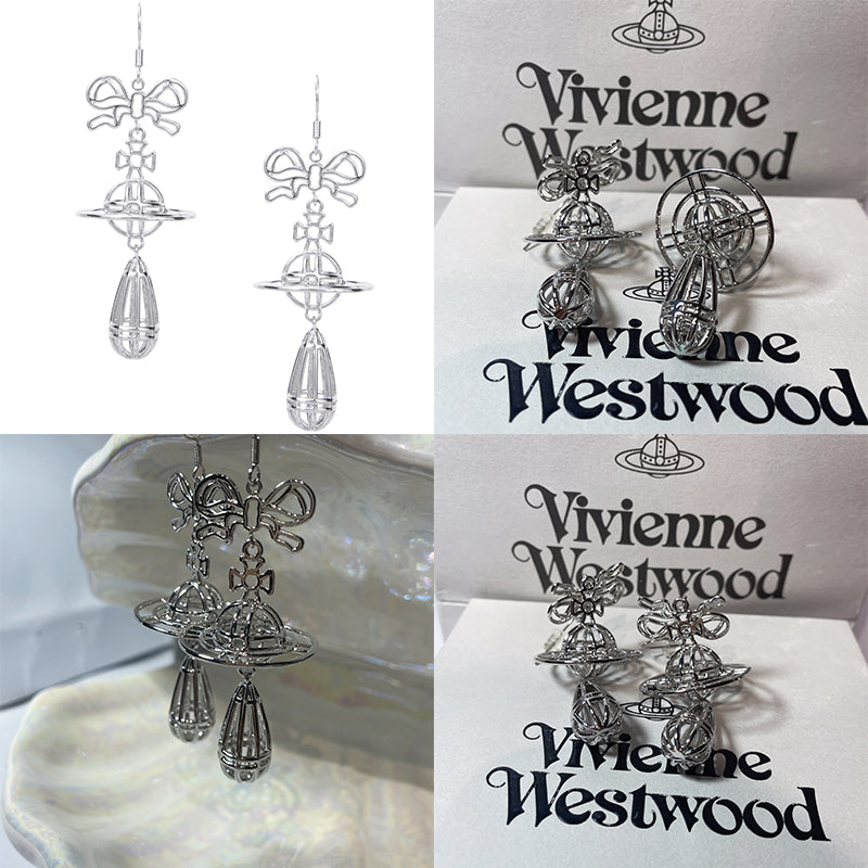 Wired Outline Orb Pendant Hanging Drop Earrings (4 Colors)