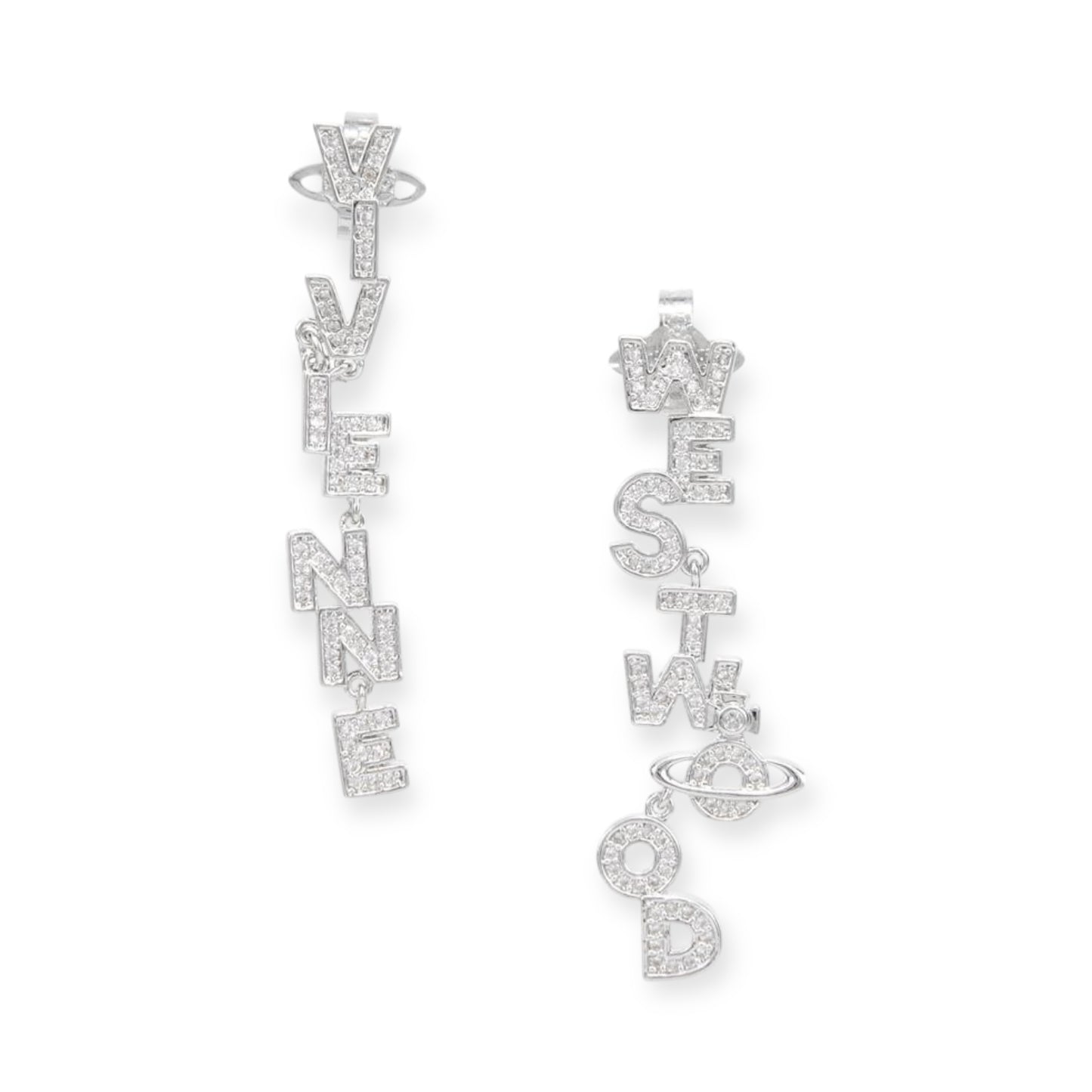 Multi Gem Dangling Spellout Text Orb Earrings (5 Colors)