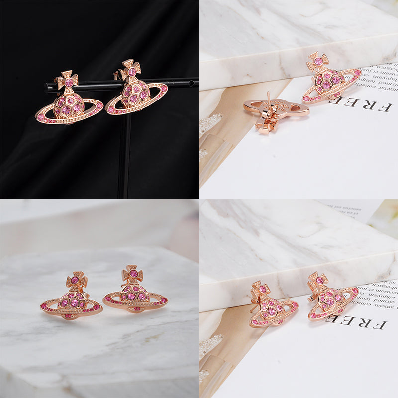 Multicolor Gem Studded Soccer Ball Design Orb Pendant Earrings (4 Colors)