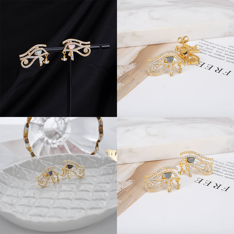 Eye of Horus Design Mini Orb Earrings Gold & Silver (2 Colors)