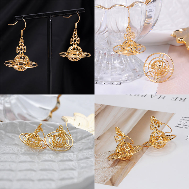 Wired Outline Orb Pendant Earrings (4 Colors)