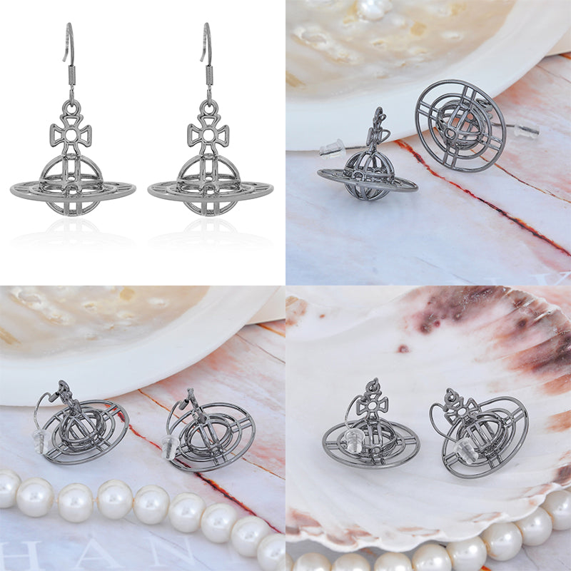 Wired Outline Orb Pendant Earrings (4 Colors)