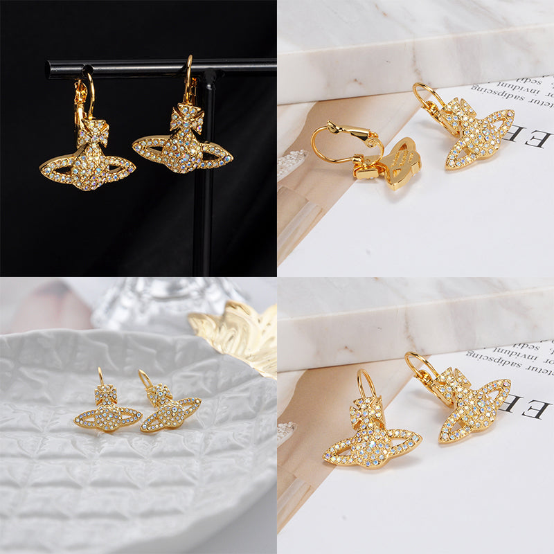 Gem Studded Encrusted Orb Pendant Earrings (5 Colors)