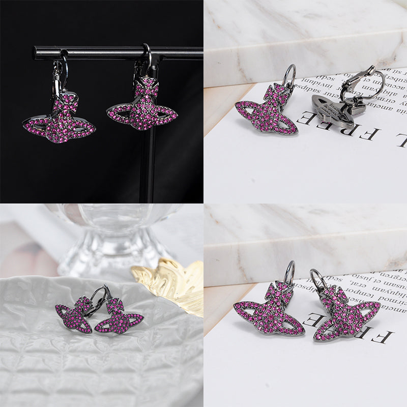 Gem Studded Encrusted Orb Pendant Earrings (5 Colors)