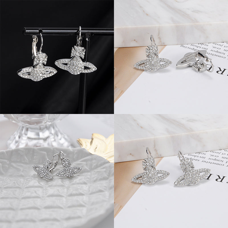 Gem Studded Encrusted Orb Pendant Earrings (5 Colors)