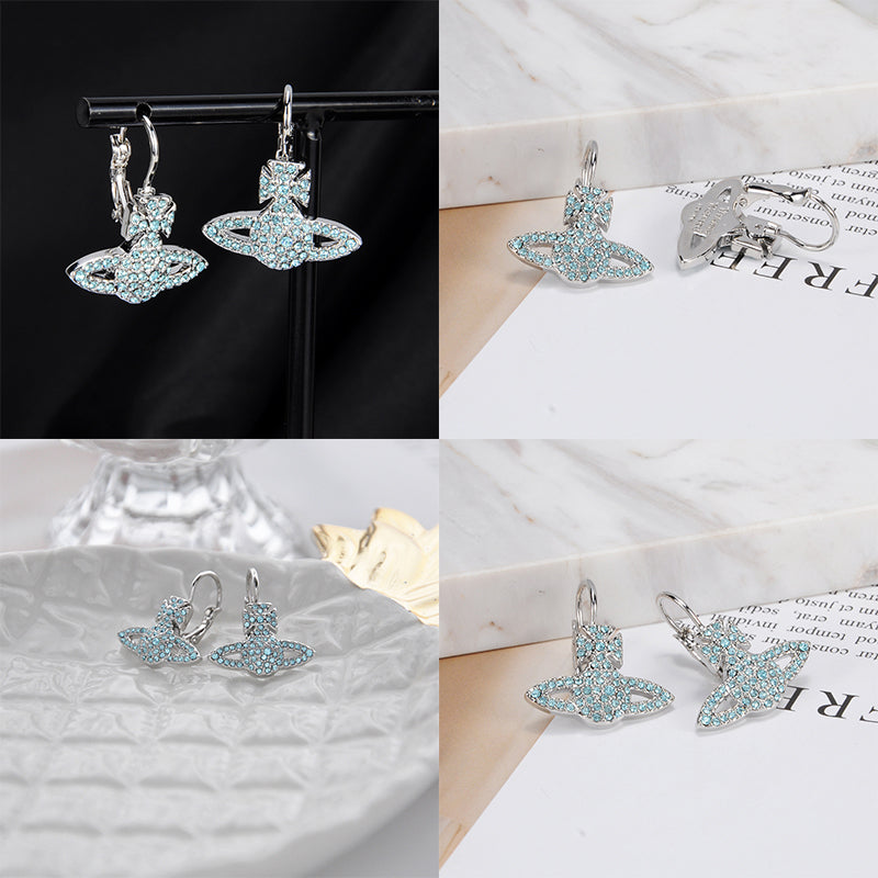 Gem Studded Encrusted Orb Pendant Earrings (5 Colors)