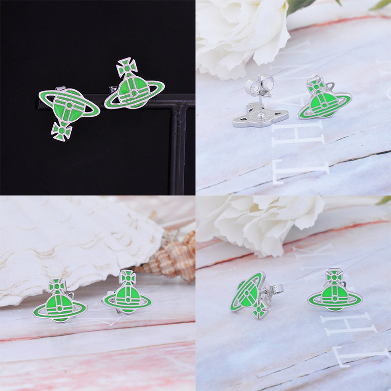 Multicolor Outline Orb Design 2D Earrings (12 Colors)