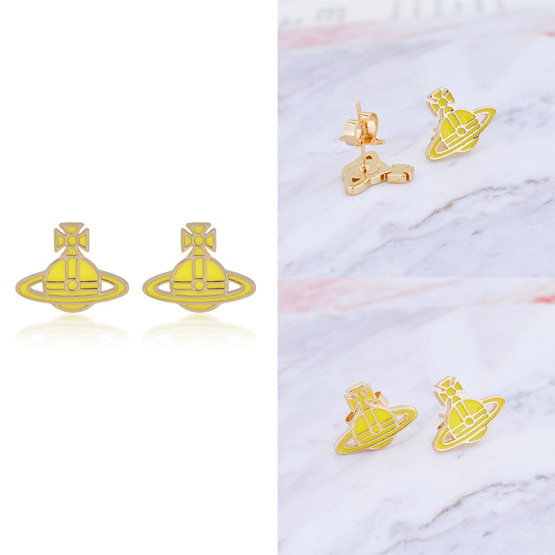 Multicolor Outline Orb Design 2D Earrings (12 Colors)