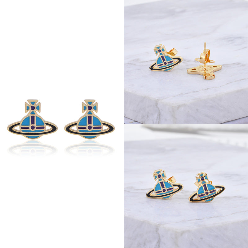 Multicolor Outline Orb Design 2D Earrings (12 Colors)