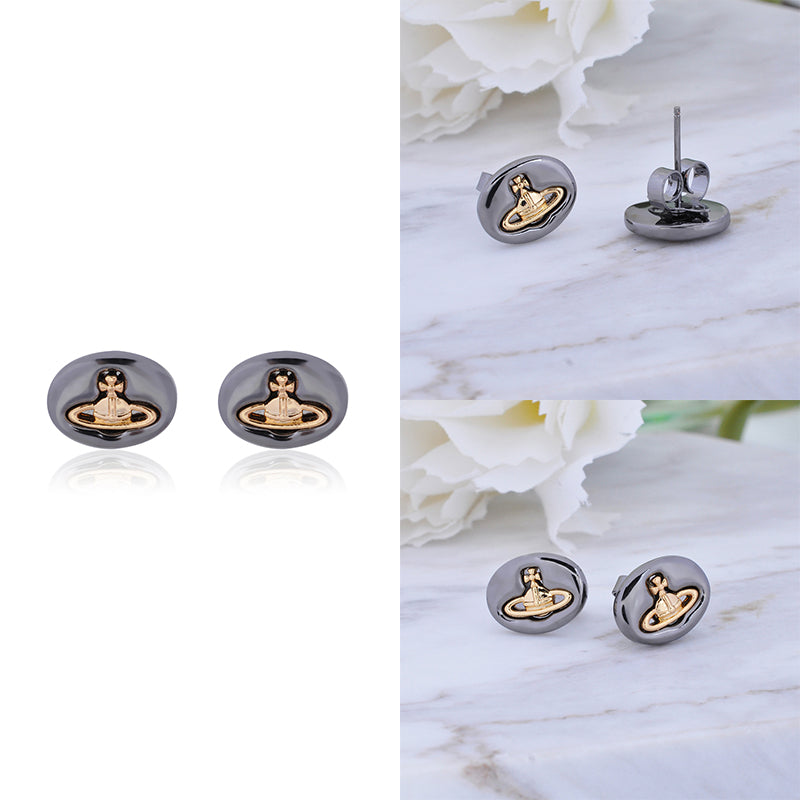 Pebble Stone Design Engraved Orb Earrings (5 Colors)