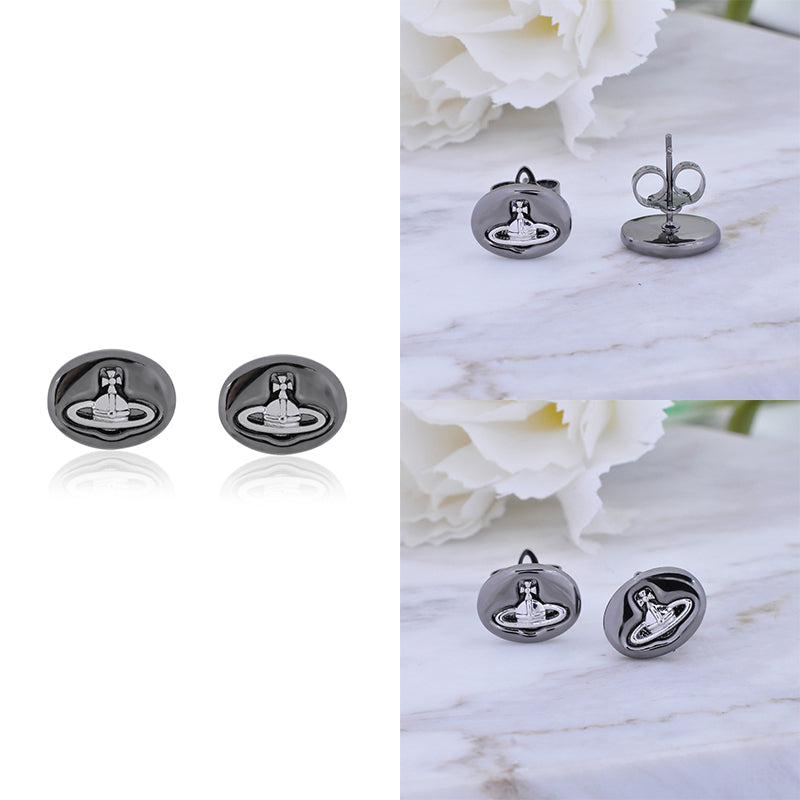 Pebble Stone Design Engraved Orb Earrings (5 Colors)