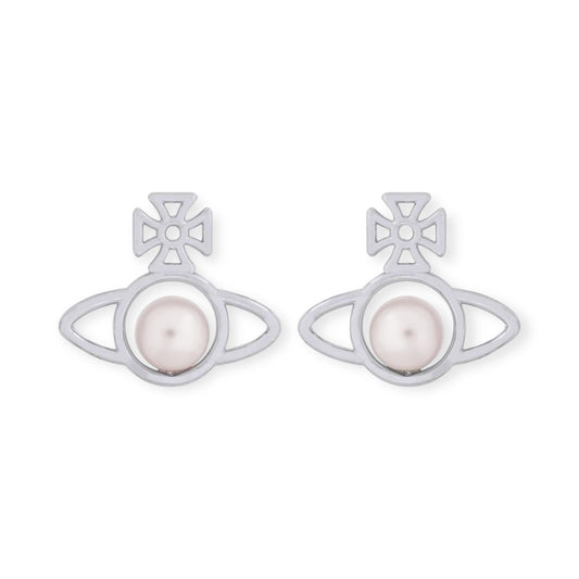 Outline Orb Design Middle Pearl Pendant Earrings (5 Colors)