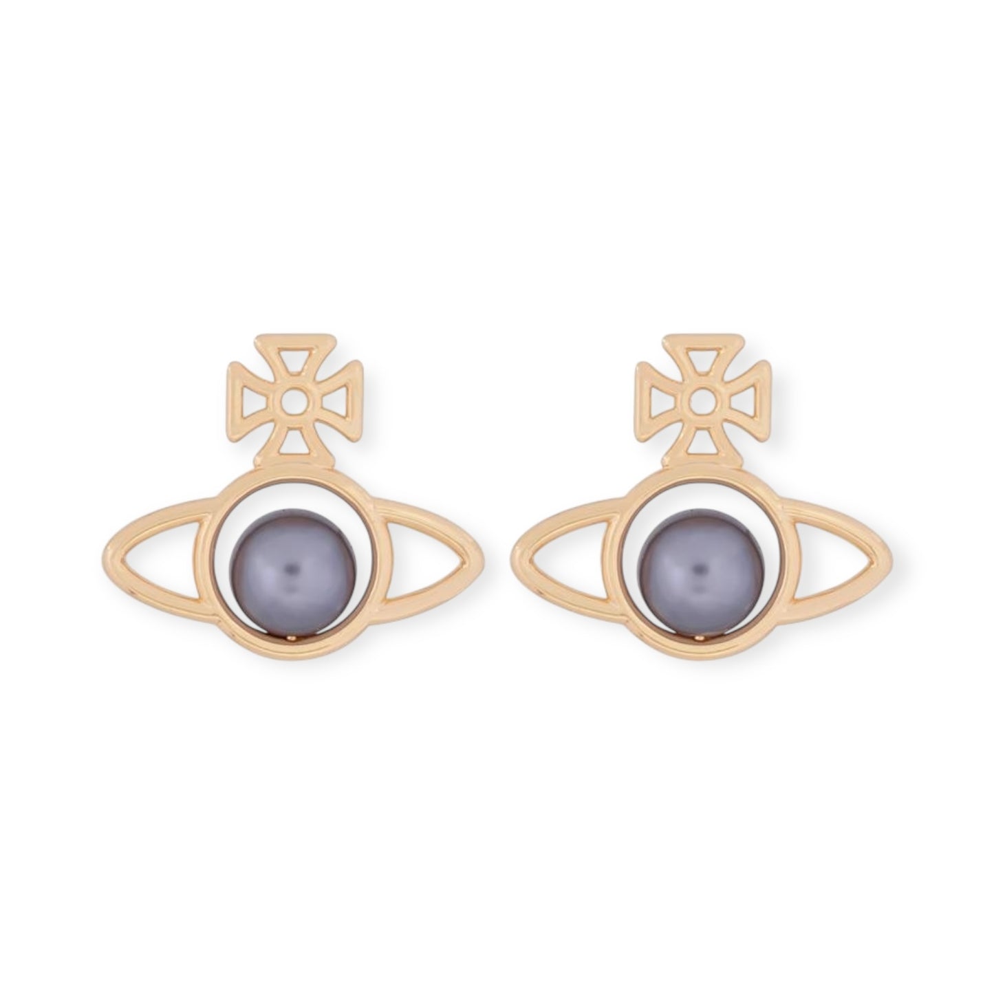 Outline Orb Design Middle Pearl Pendant Earrings (5 Colors)