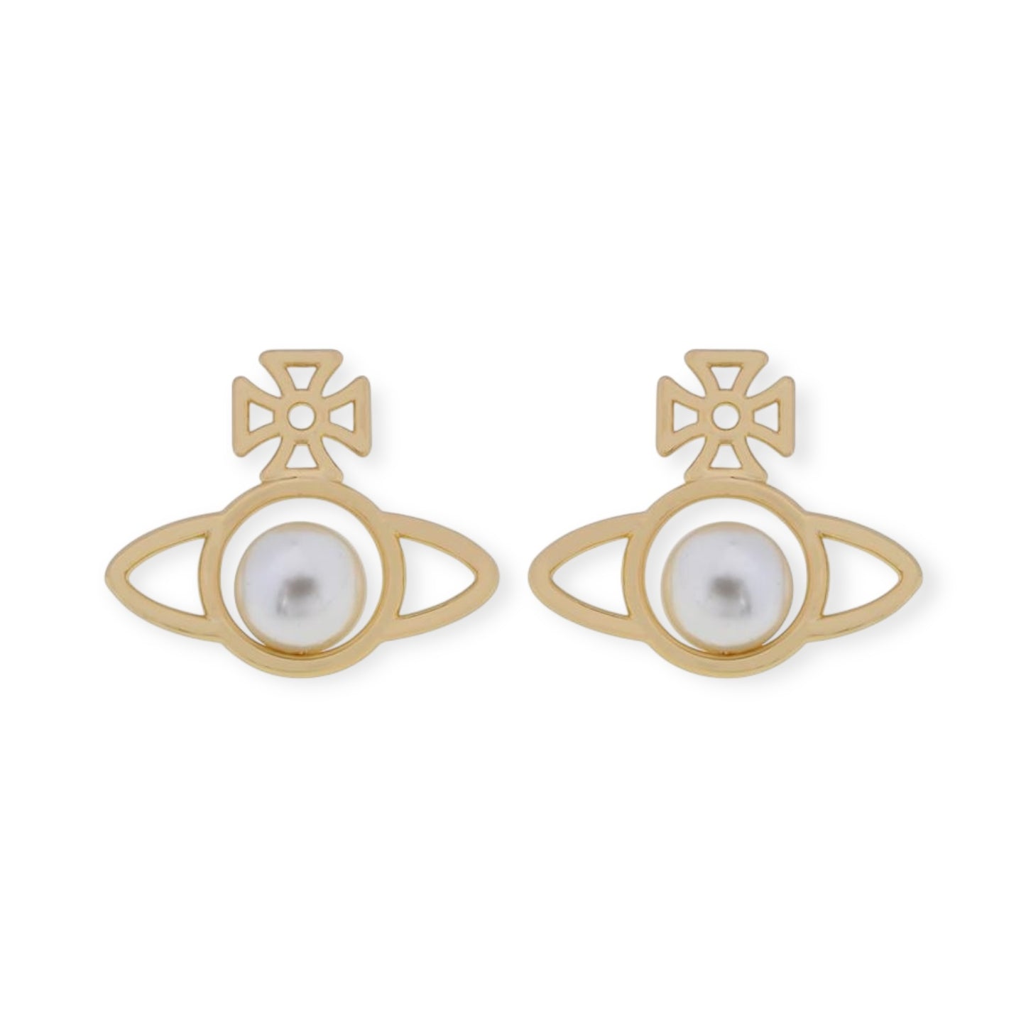 Outline Orb Design Middle Pearl Pendant Earrings (5 Colors)