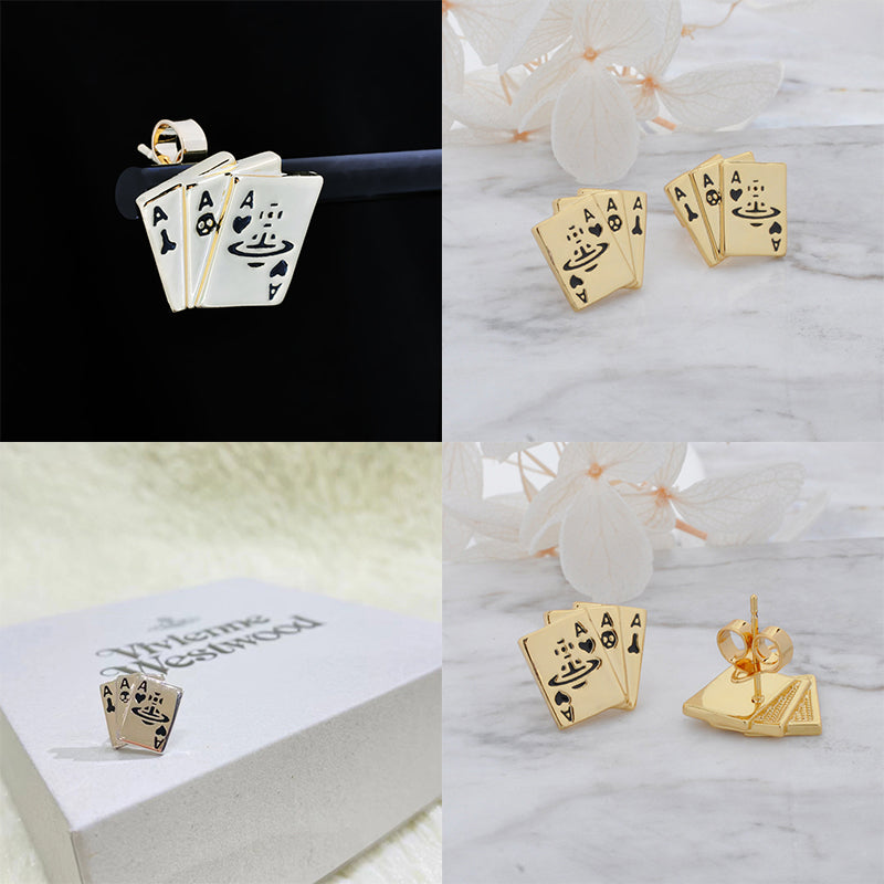 Multi Playing Cards Gold & Silver Earrings (2 colors)