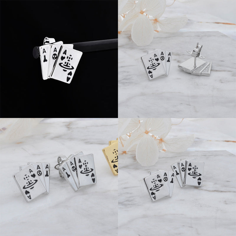 Multi Playing Cards Gold & Silver Earrings (2 colors)