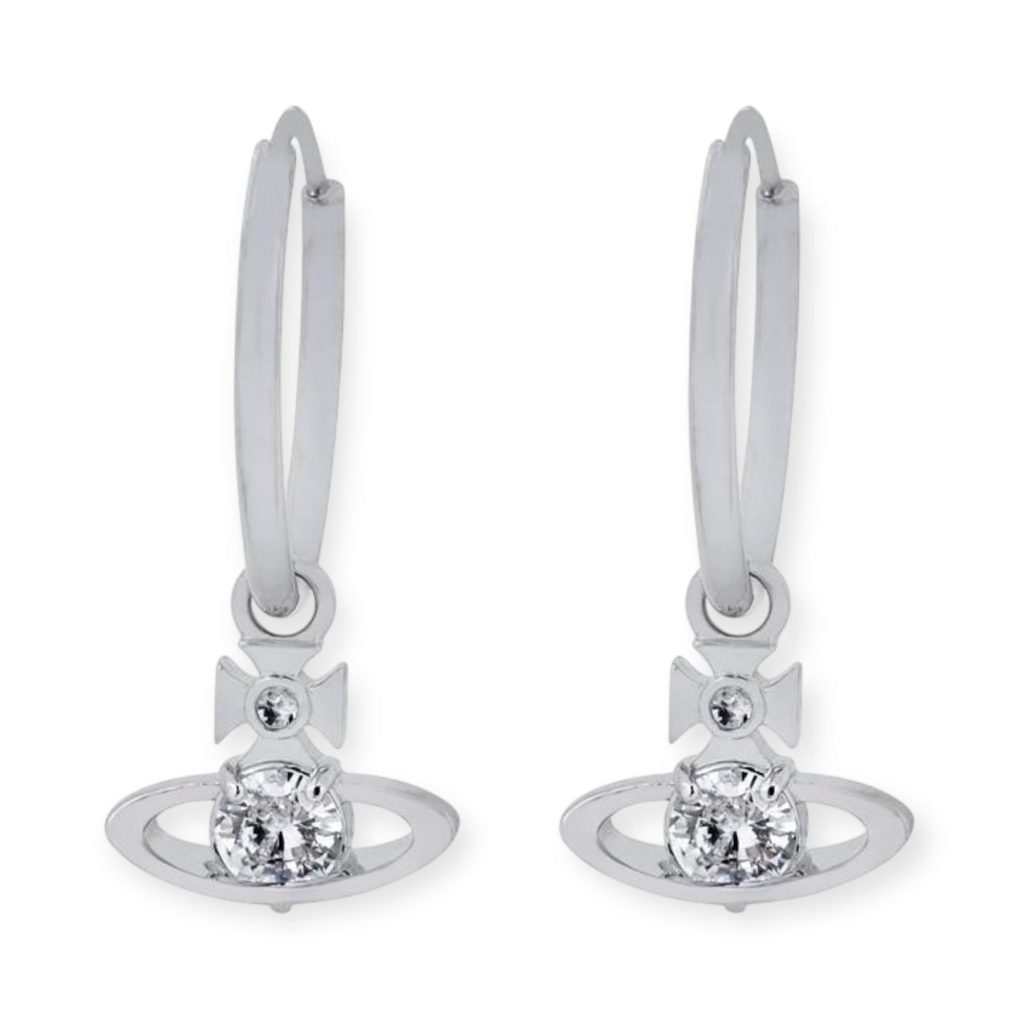 Hooped Hanging Orb Gem Stud Pendant Earrings (3 Colors)