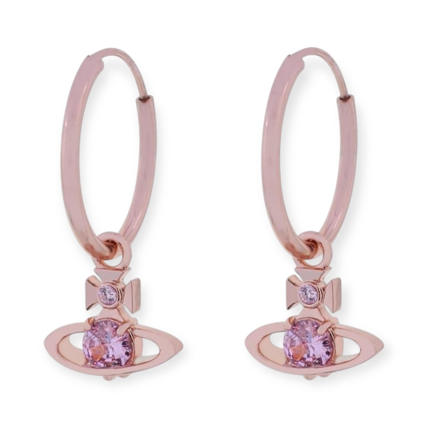 Hooped Hanging Orb Gem Stud Pendant Earrings (3 Colors)