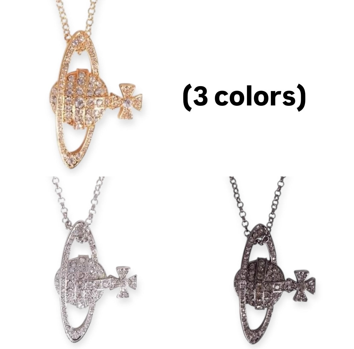Sideways Hanging Staple Colors Pendant Necklace (3 colors)