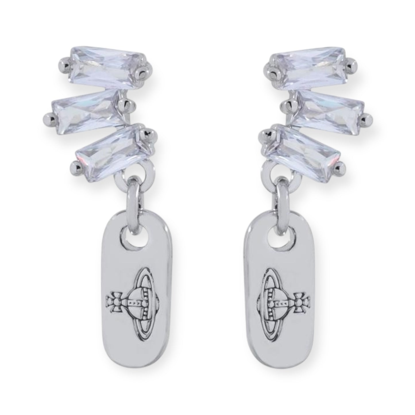 Crystal Shards Stud Orb/ Hanging Engraved Pendant Gold & Silver Earrings (2 Colors)