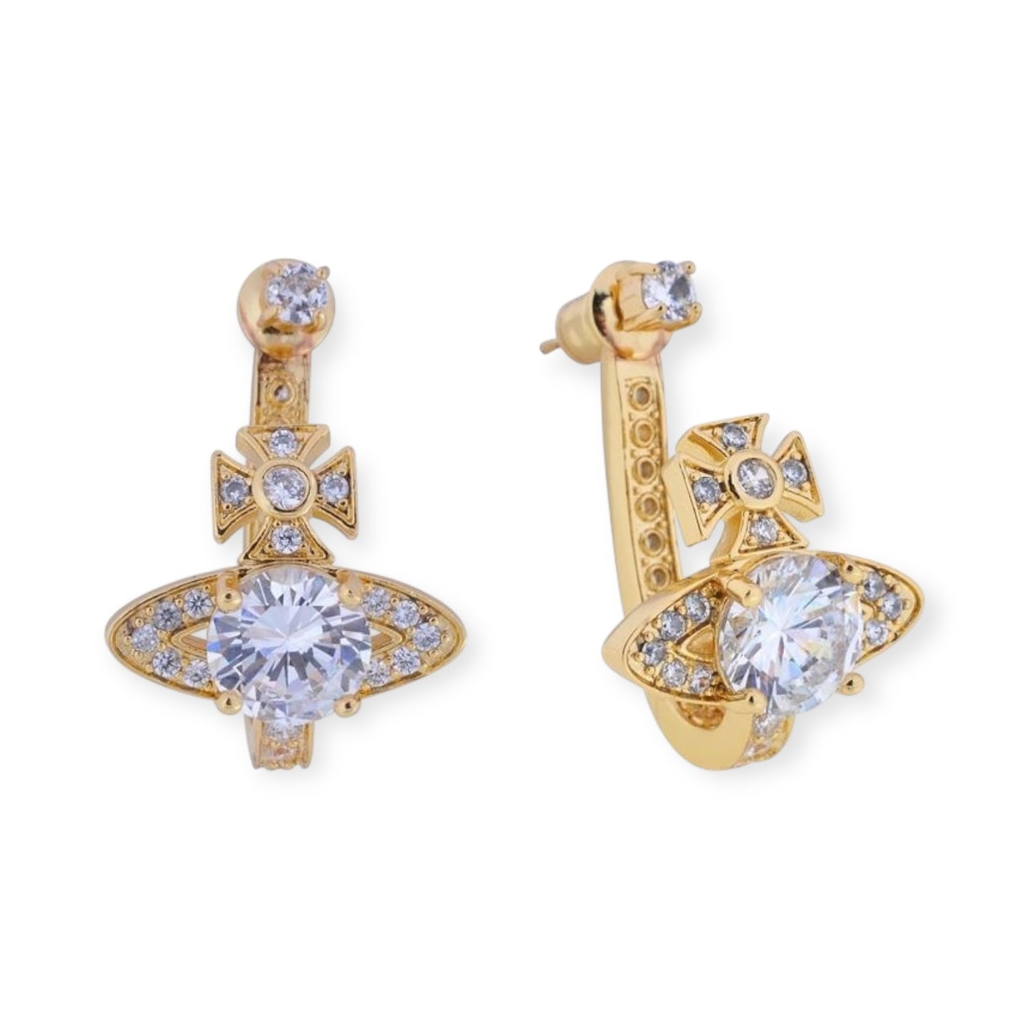 Cuff Drop Multicolor Gem Orb Pendant Earrings (5 Colors)