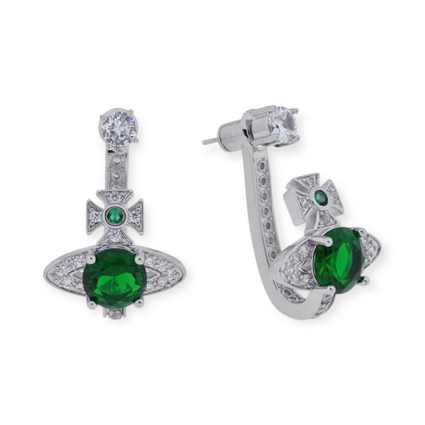 Cuff Drop Multicolor Gem Orb Pendant Earrings (5 Colors)