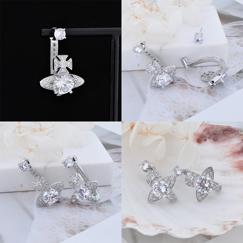 Cuff Drop Multicolor Gem Orb Pendant Earrings (5 Colors)