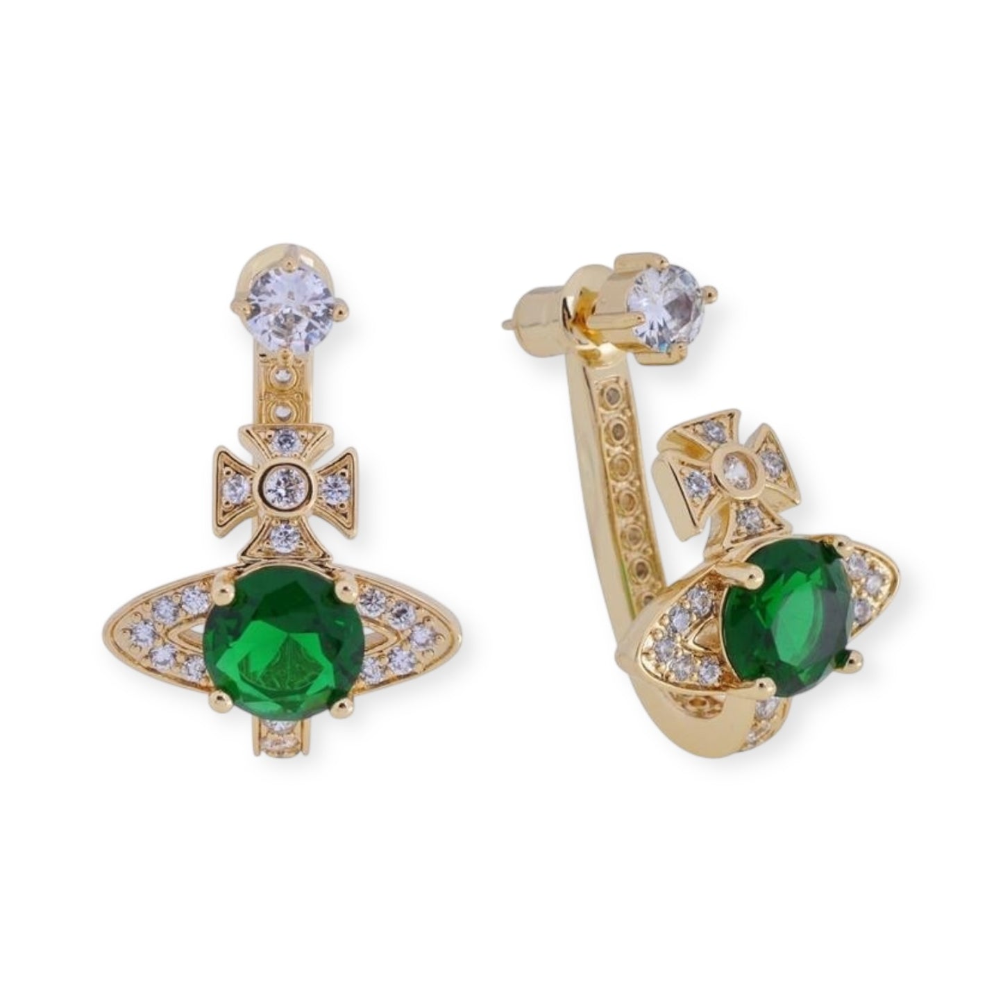 Cuff Drop Multicolor Gem Orb Pendant Earrings (5 Colors)