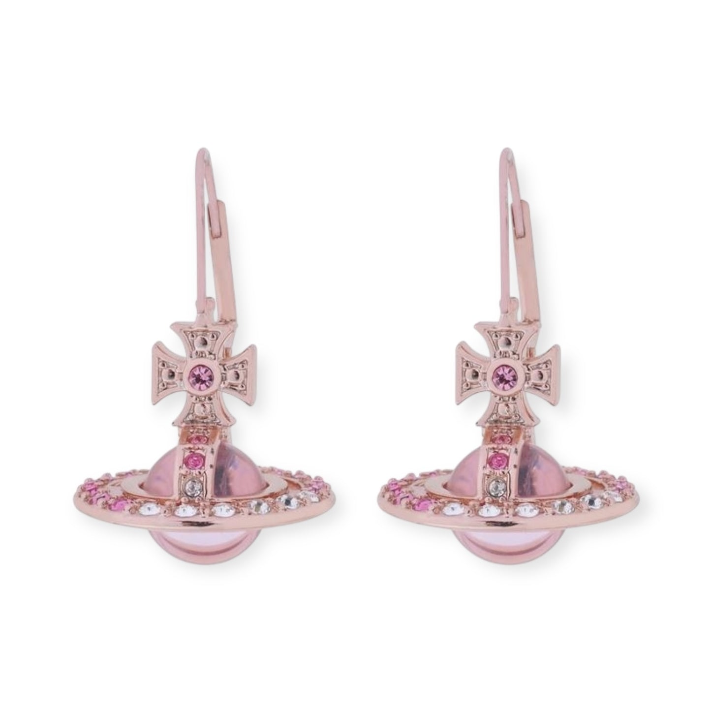 Multi Colored Gem Studded Rim Orb Pendant Earrings (2 Colors)