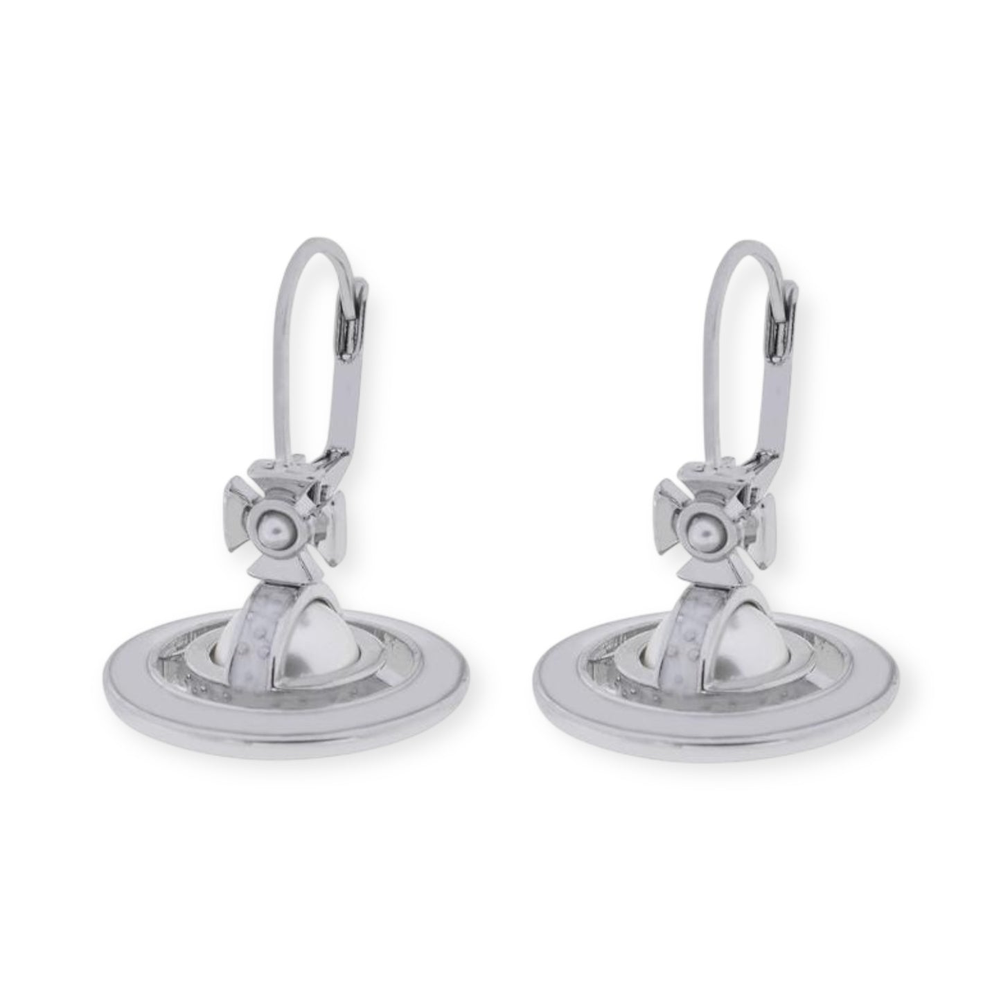 Mini Pearl Orb Hanging Pendant Colored Striped Rim Design Earrings (6 Colors)