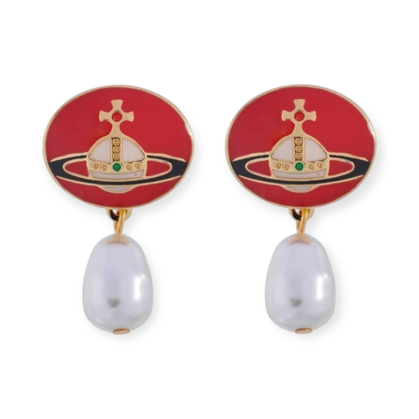Hanging Pearl Orb Engraved Pendant Earrings (3 Colors)