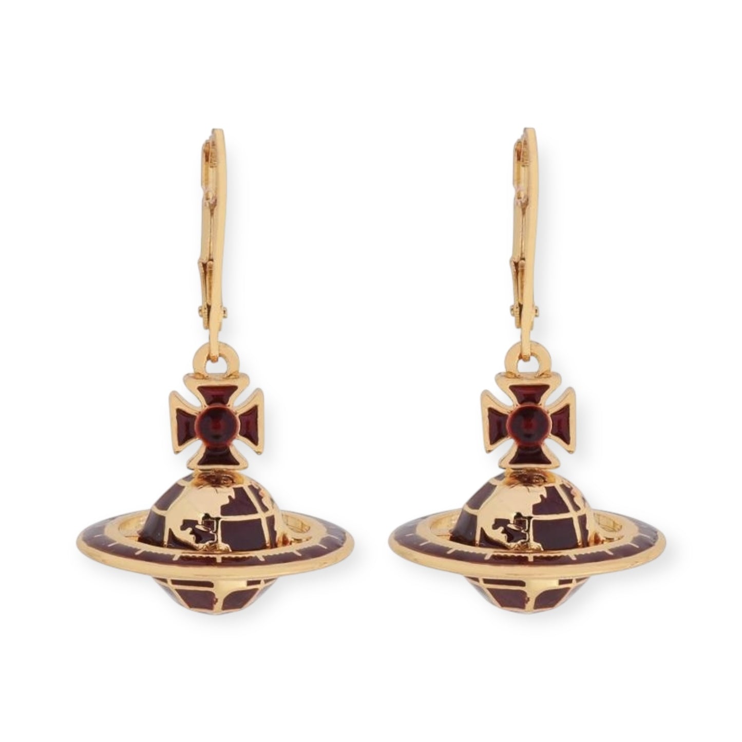 Earth Globe Abstract Design Orb Pendant Hanging Earrings (4 Colors)