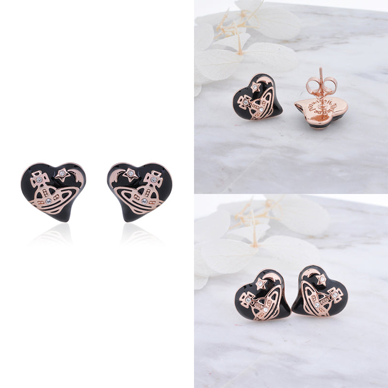 Heart Shape Asymmetrical Pendant Stud Earrings (3 Colors)