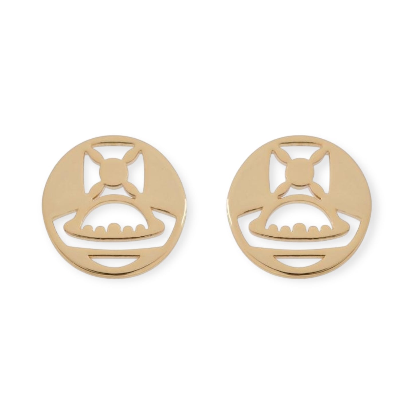 Gold Silver Chain Cutout Orb Design Pendant Stud Earrings (2 Colors)