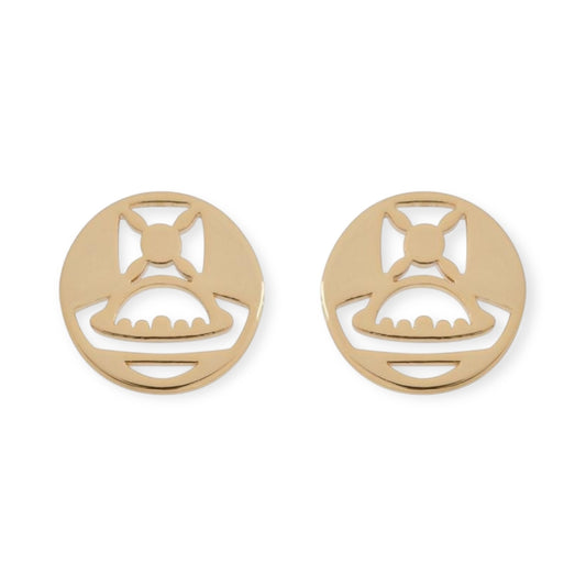 Gold Silver Chain Cutout Orb Design Pendant Stud Earrings (2 Colors)