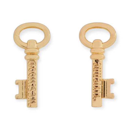 Engraved Key Pendant Gold & Silver Stud Earrings (2 Colors)