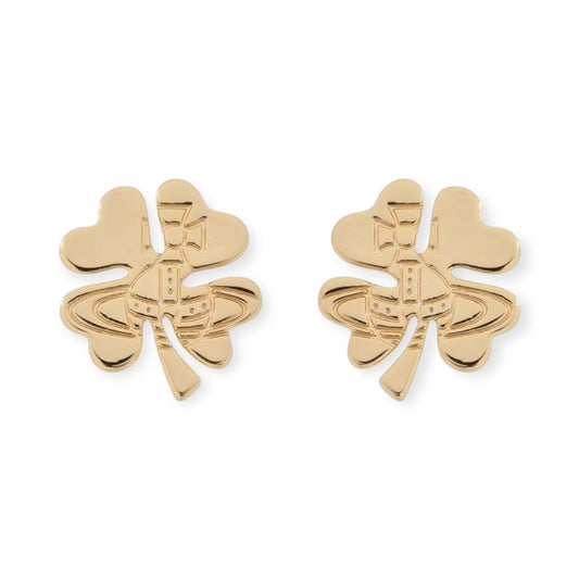 Clover Staple Engraved Orb Pendant Gold & Silver Stud Earrings (2 Colors)