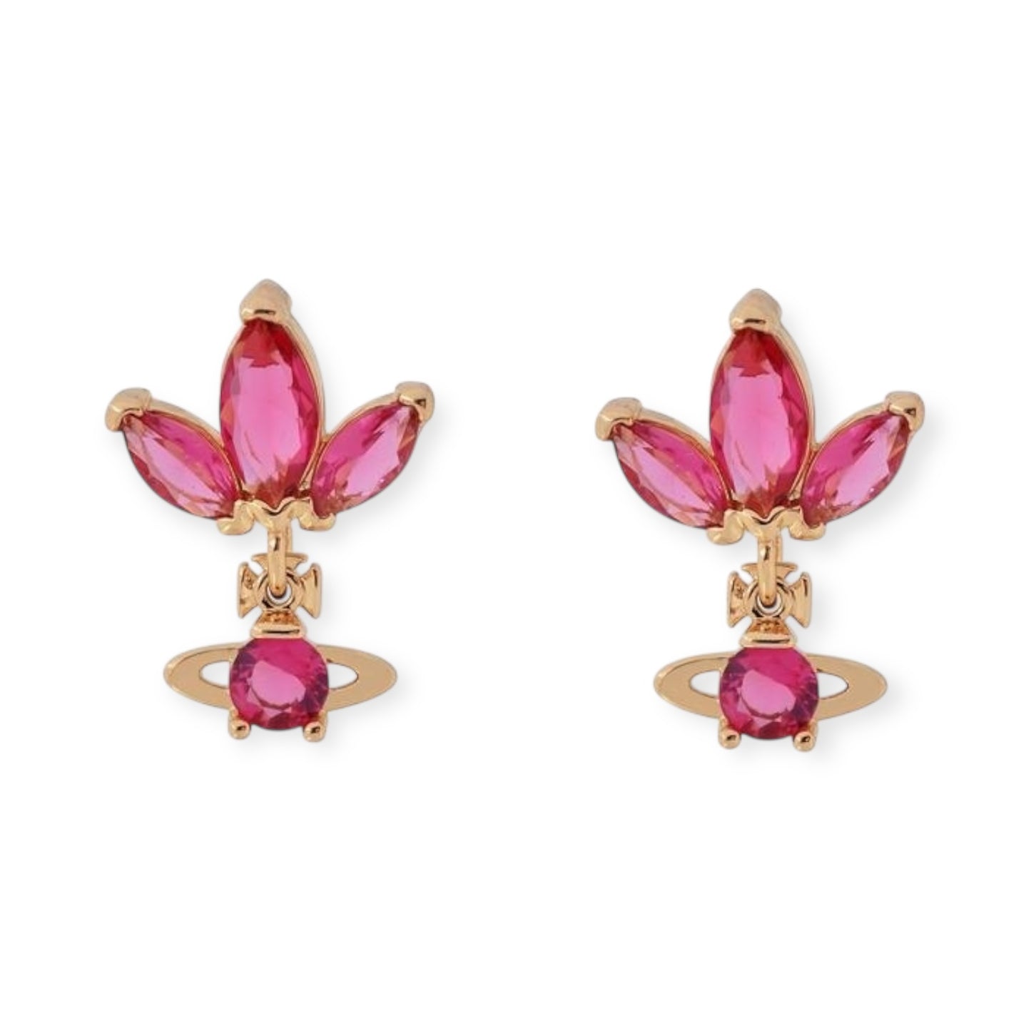 Triple Petal Petals Orb Pendant Stud Earrings (3 Colors)