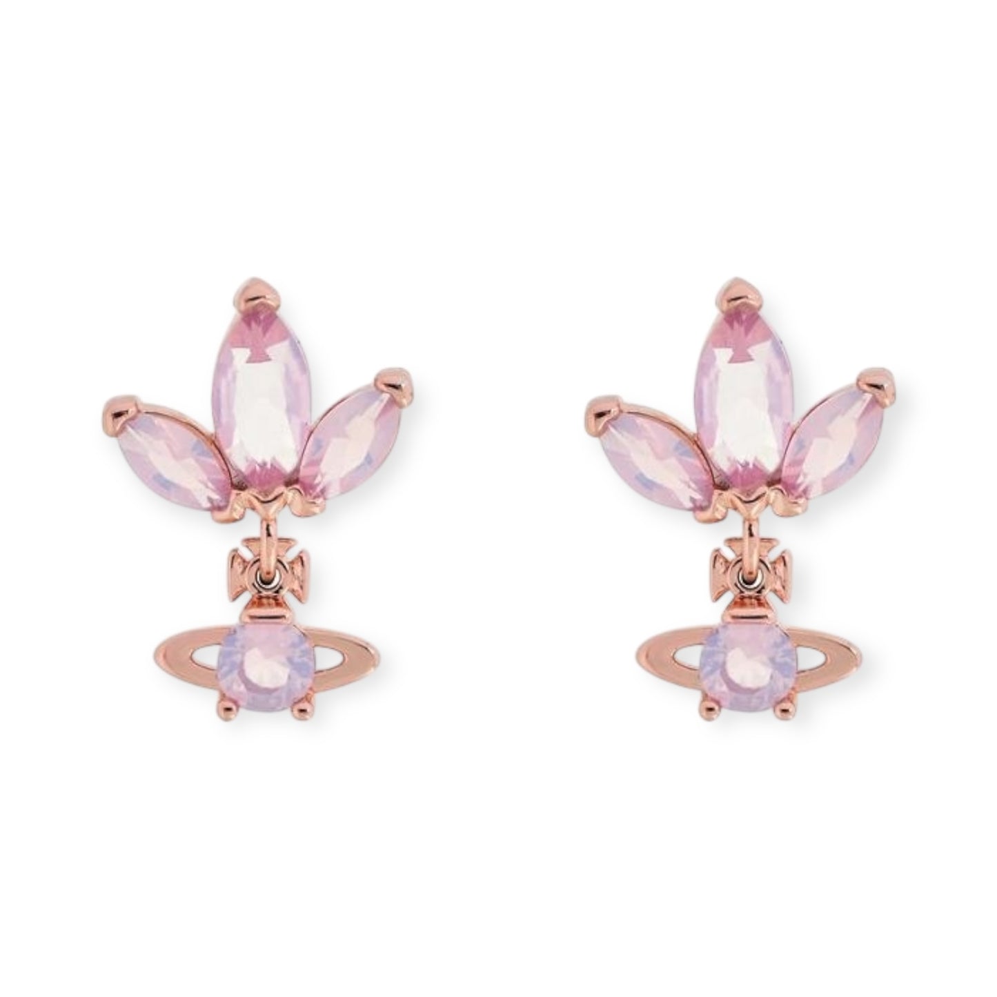 Triple Petal Petals Orb Pendant Stud Earrings (3 Colors)