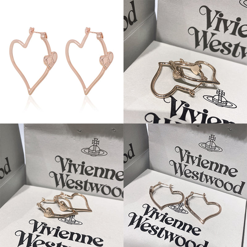 Hooped Heart Shaped Orb Engraved Pendant Earrings (4 Colors)