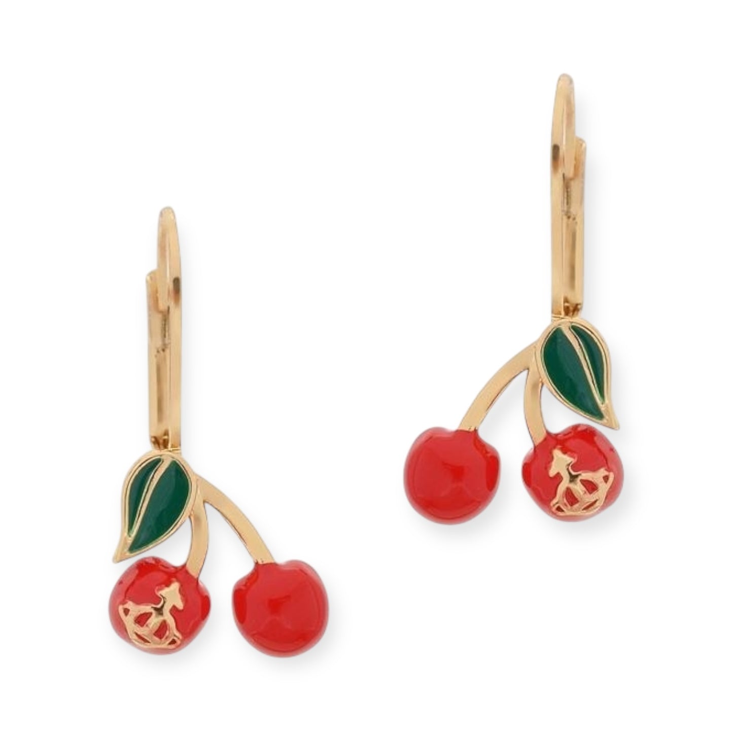 Cherry Fruit Engraved Orb Pendant Gold & Silver Earrings (2 Colors)