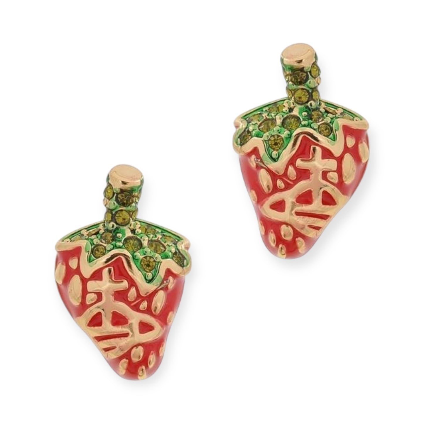 Strawberry Orb Engraved Earrings (2 Styles)