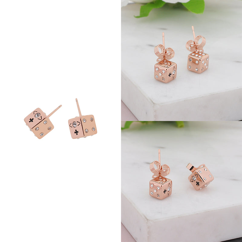 Dice Design Engraved Orb Pendant Earrings (4 Colors)